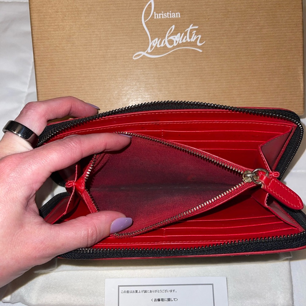 Christian Louboutin Black Studded Panettone Zip-Around Wallet - Picture 6 of 8